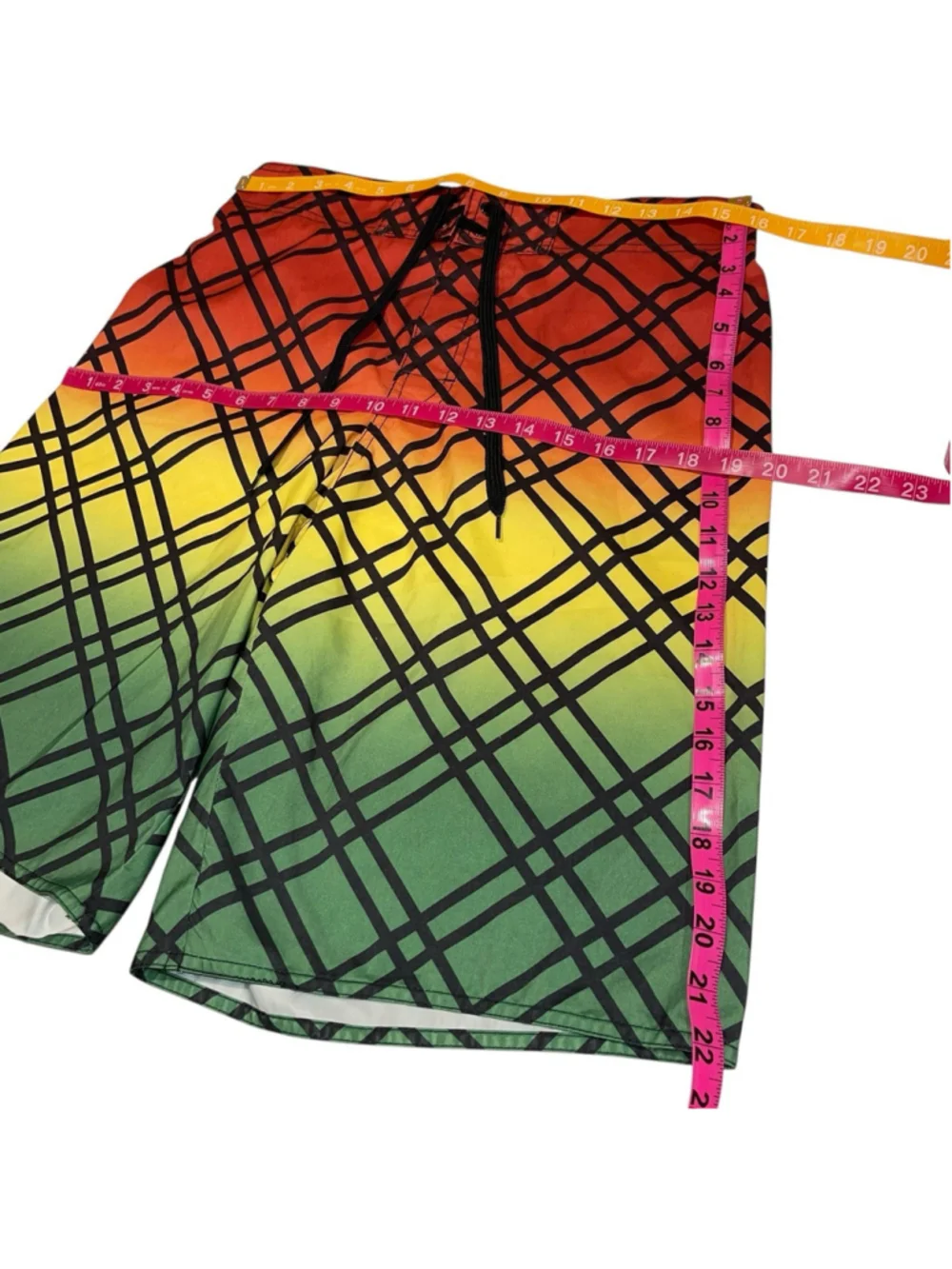 Hang Ten‎ Boys Swim Board Shorts Ombre Orange Yellow Green Size Medium Kidcore
